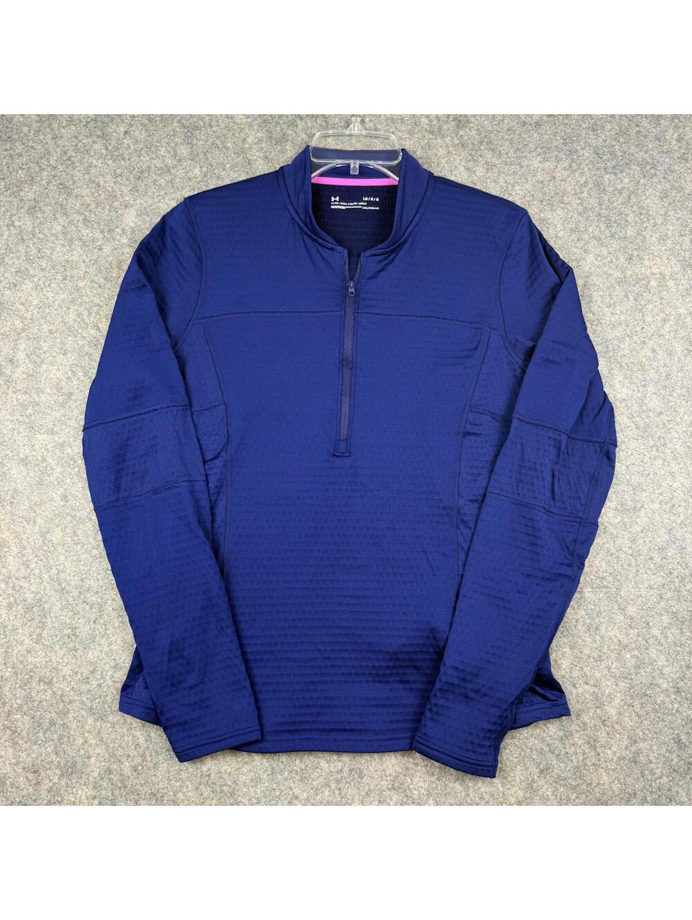 Under Armour ColdGear Women’s 1/4 Zip Fitted Running Pullover Blue Fuchsia Large
